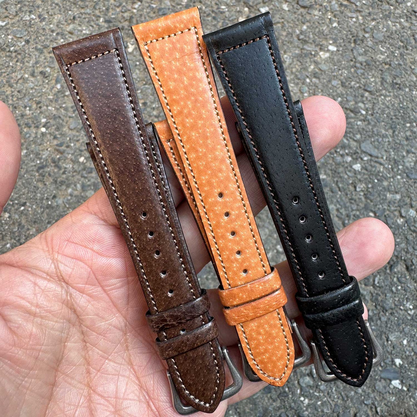 JAPANESE Pigskin LEATHER STRAP (Black)