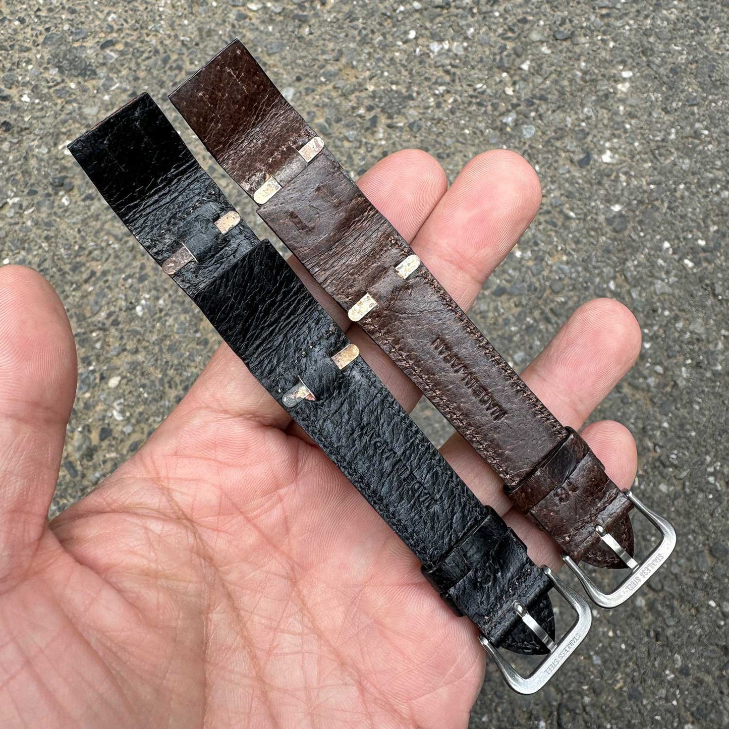 JAPANESE PIGSKIN LEATHER OPEN ENDED STRAP (Black)