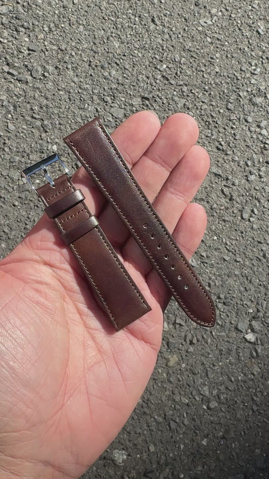 <tc>ILCEA Radica Museum calf Leather Strap (Dark Brown)
</tc>