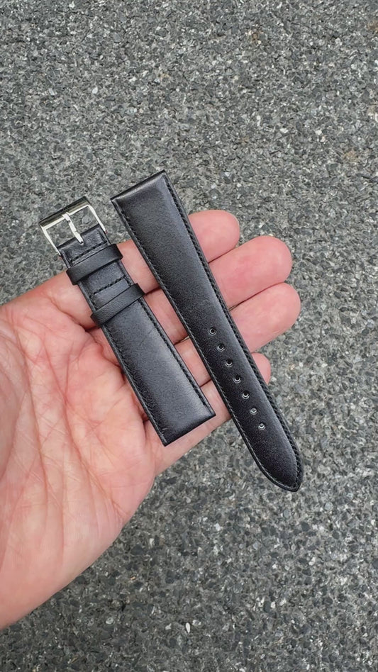 ILCEA Radica Museum calf Leather Strap (Black)