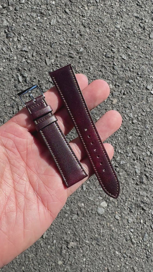 <tc>ILCEA Radica Museum calf Leather Strap (Bordeaux)
</tc>