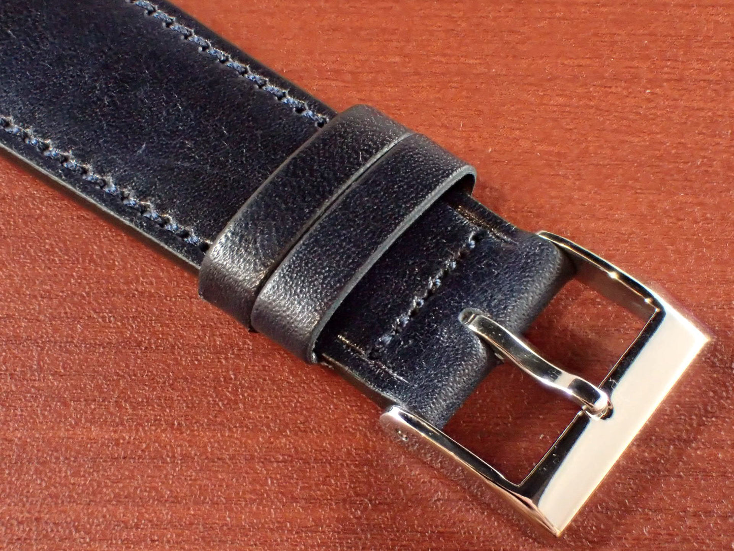 ILCEA Radica Museum calf Leather Strap (Navy)