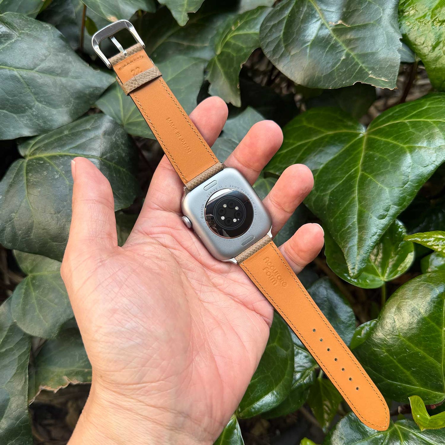 <tc>HAAS Derby French Embossed calf STRAP for Apple Watch (ETOUPE)</tc>