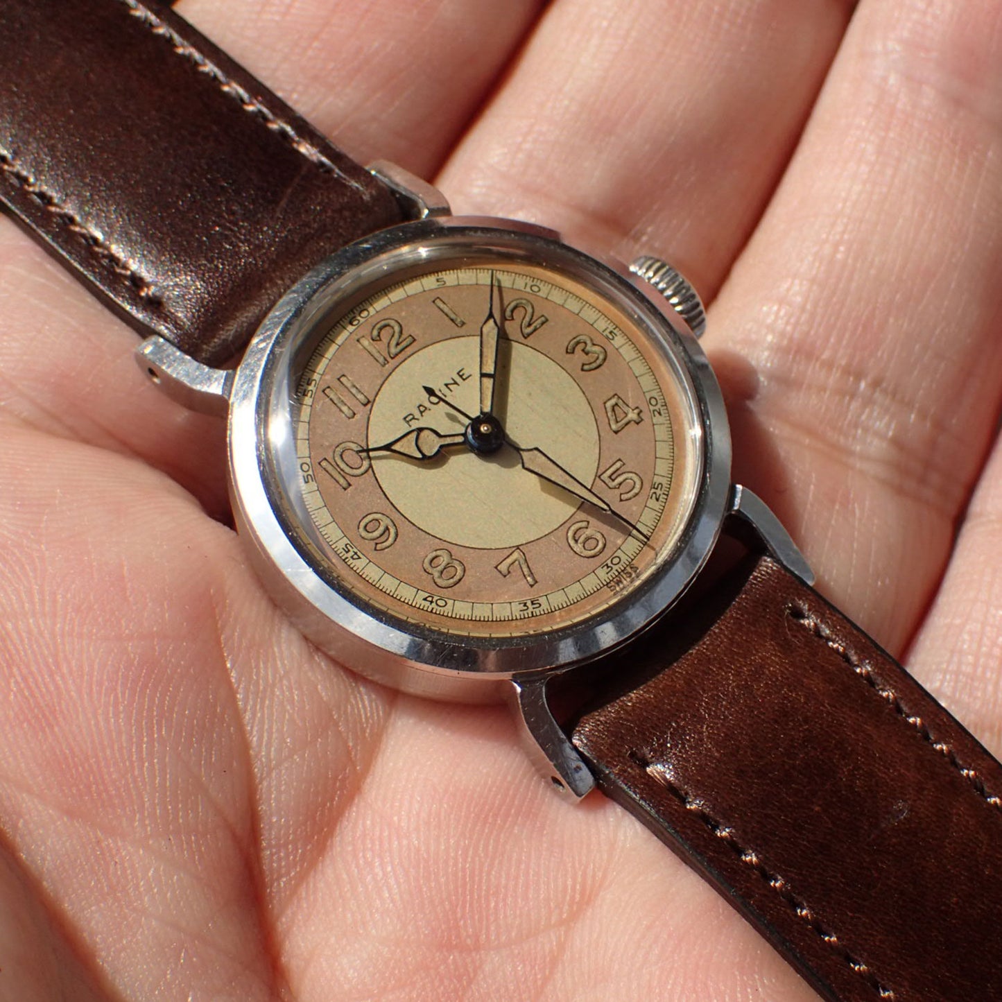 ILCEA Radica Museum calf Leather Strap (Dark Brown)