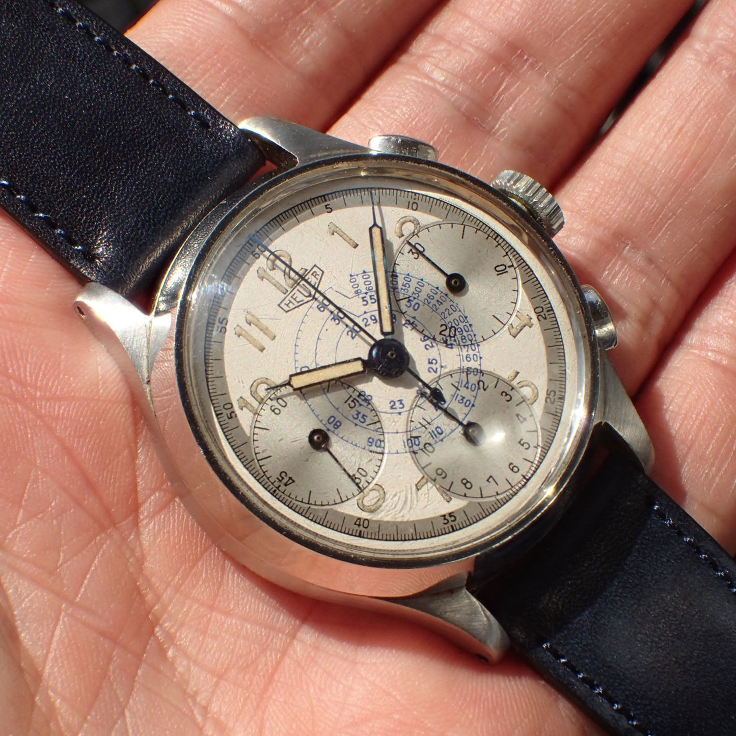 ILCEA Radica Museum calf Leather Strap (Navy)