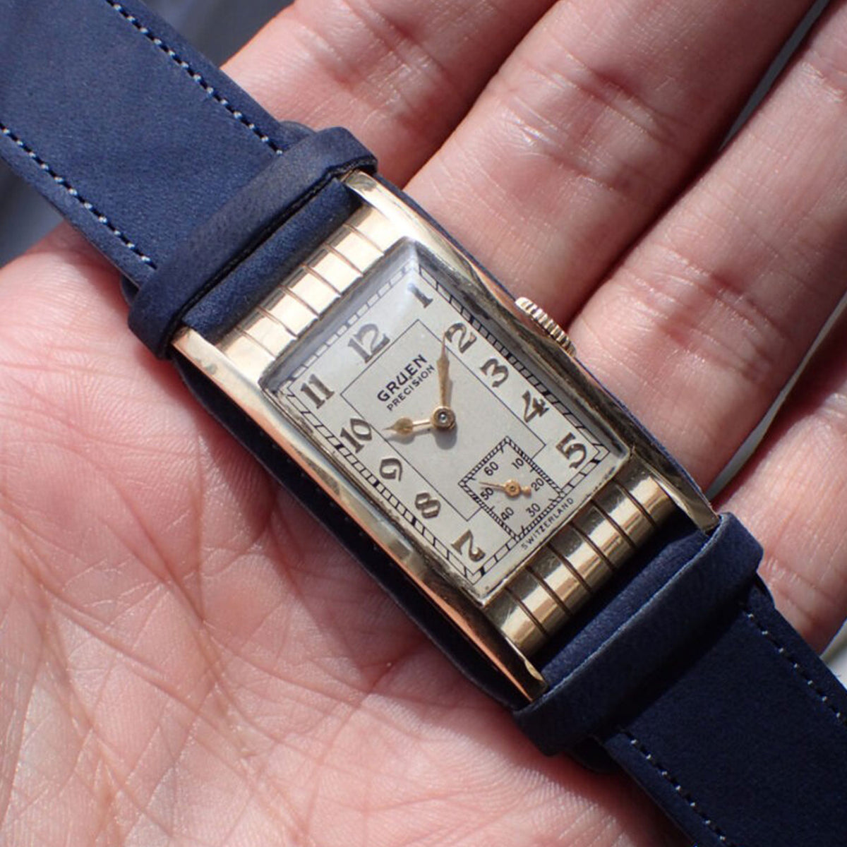 TEMPESTI TEXAS Bends Leather Strap (Navy)